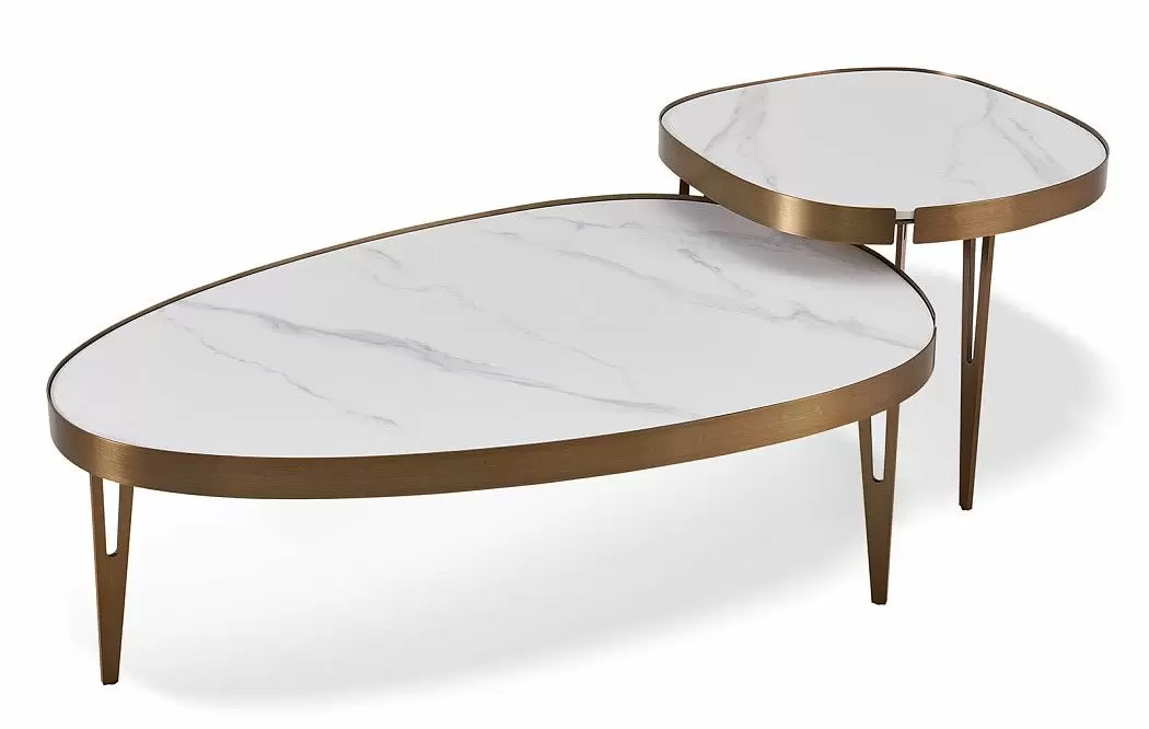 Стол журнальный Zelda (110), белый камень/бронза - фото 7