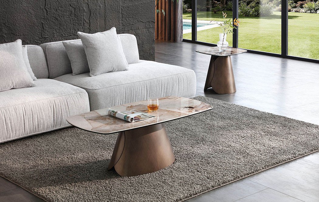 Стол журнальный Susanna (120), керамика/медь - фото 2