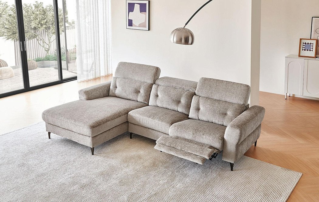 Диван-реклайнер Adeline угловой (левый), серо-бежевый - фото 2