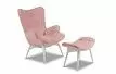Кресло с оттоманкой Contour, розовый/белый