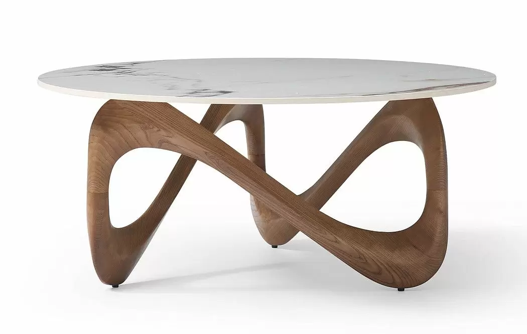 Стол журнальный Sea Ceramic, белая керамика/орех - фото 5