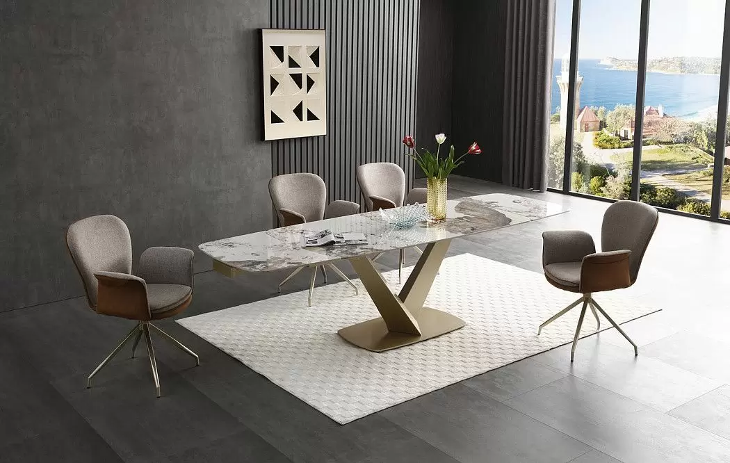 Стол раскладной Victoria 180-280, светлая керамика/шампань - фото 8