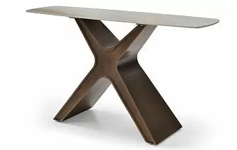 Консоль Charlotta (140), бежевая керамика/бронза