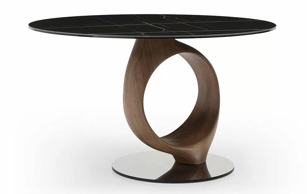 Стол Oasis 130, черная керамика/орех