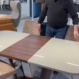 Стол раскладной Ester 140-180, бежевый/коричневый