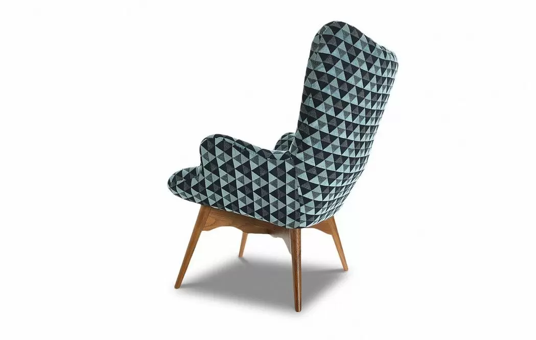 Кресло с оттоманкой Contour, голубой принт/коричневый - фото 8