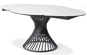 Стол раскладной Tornado 120-180, белая керамика/черный