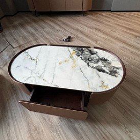 Стол Oasis + 4 серо-коричневых стула Agata