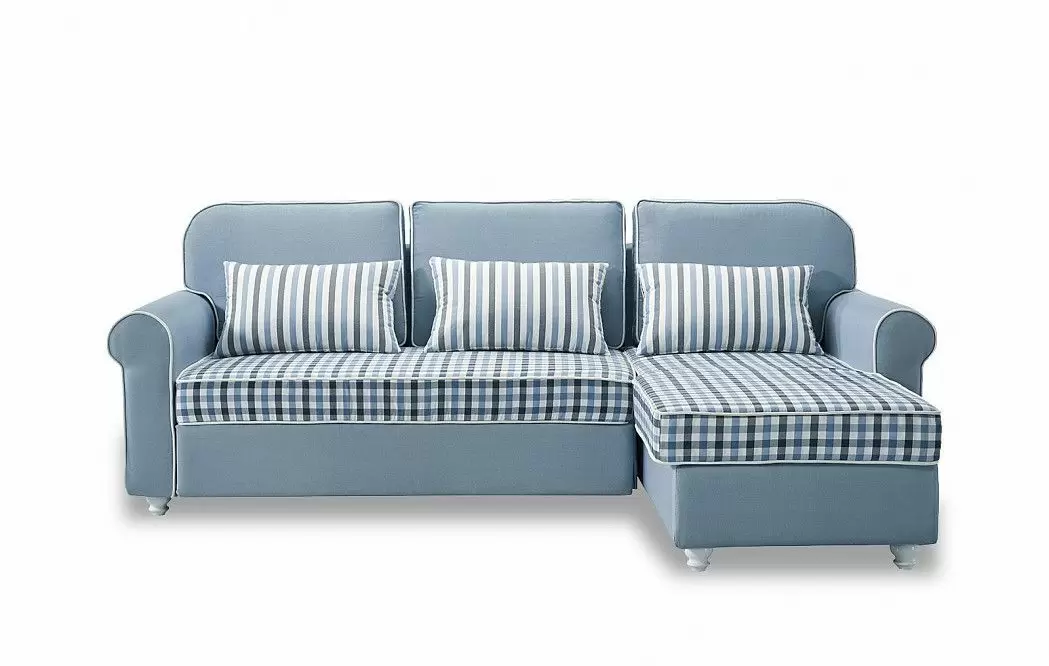 Диван-кровать Folk угловой (правый), голубой - фото 10