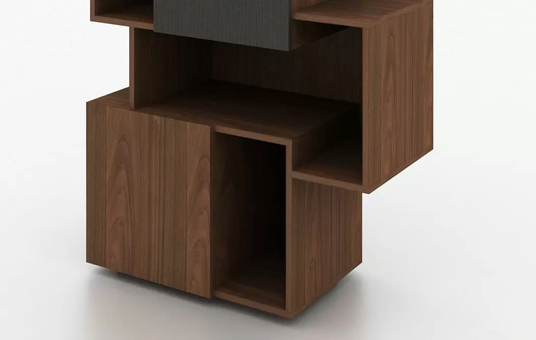 Стеллаж Palo Grey, орех/серые дверцы - фото 8