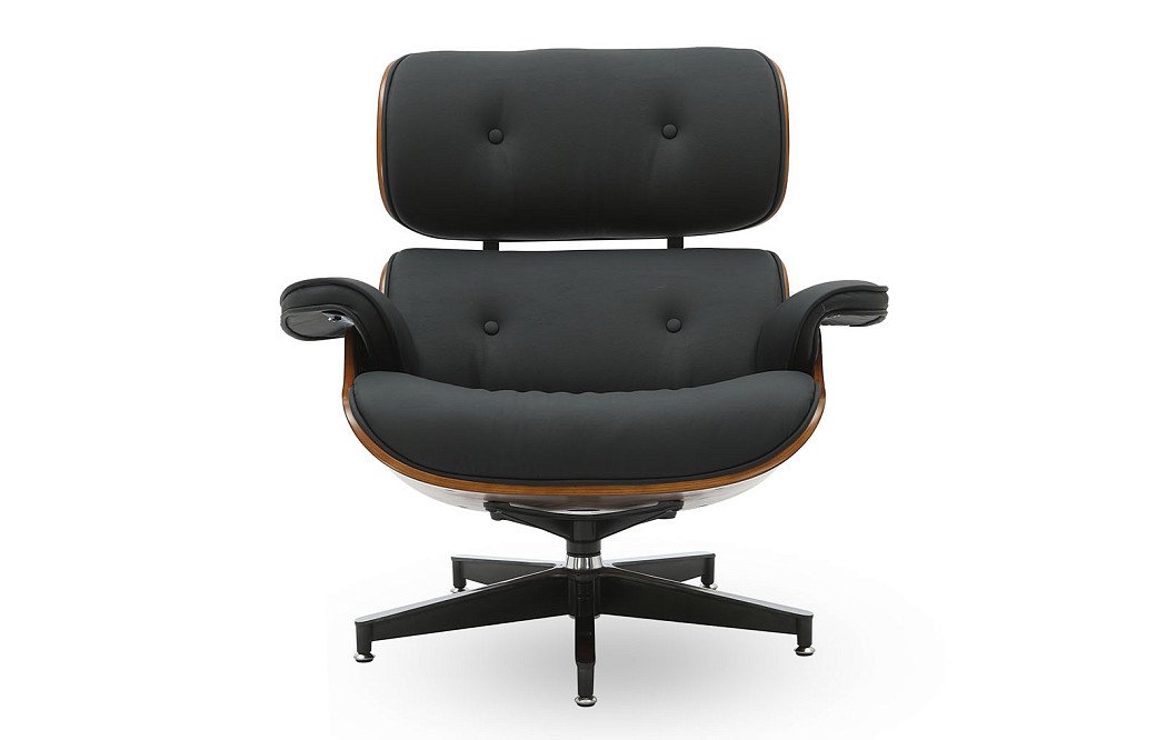 Комплект кресло и оттоманка Eames Lounge, черный/орех - фото 6