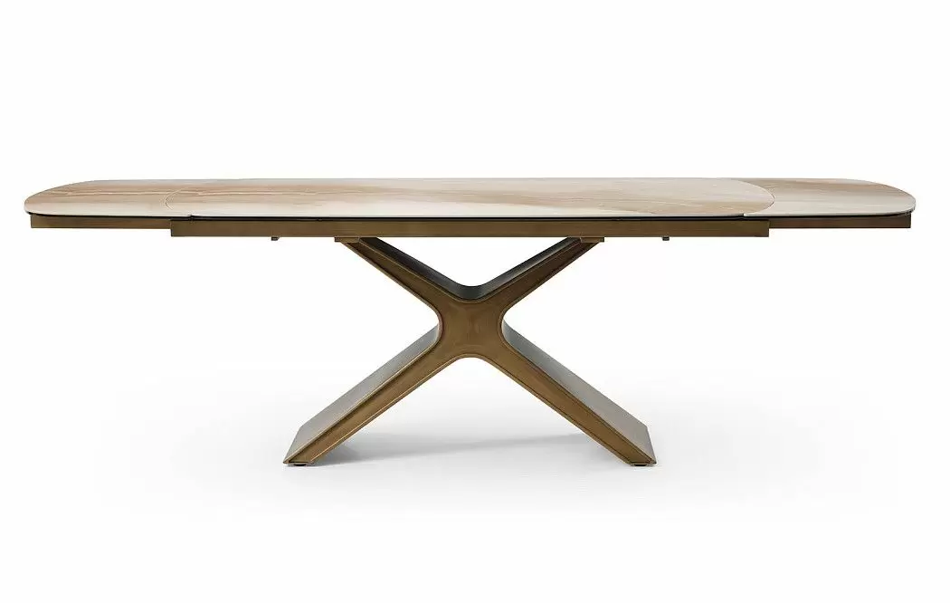 Стол раскладной Charlotta 160-240, бежевая керамика/бронза - фото 14
