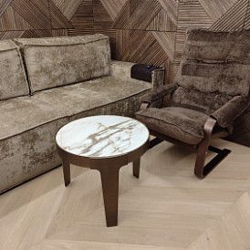 Стол журнальный Corfu (100), белая керамика/бронза