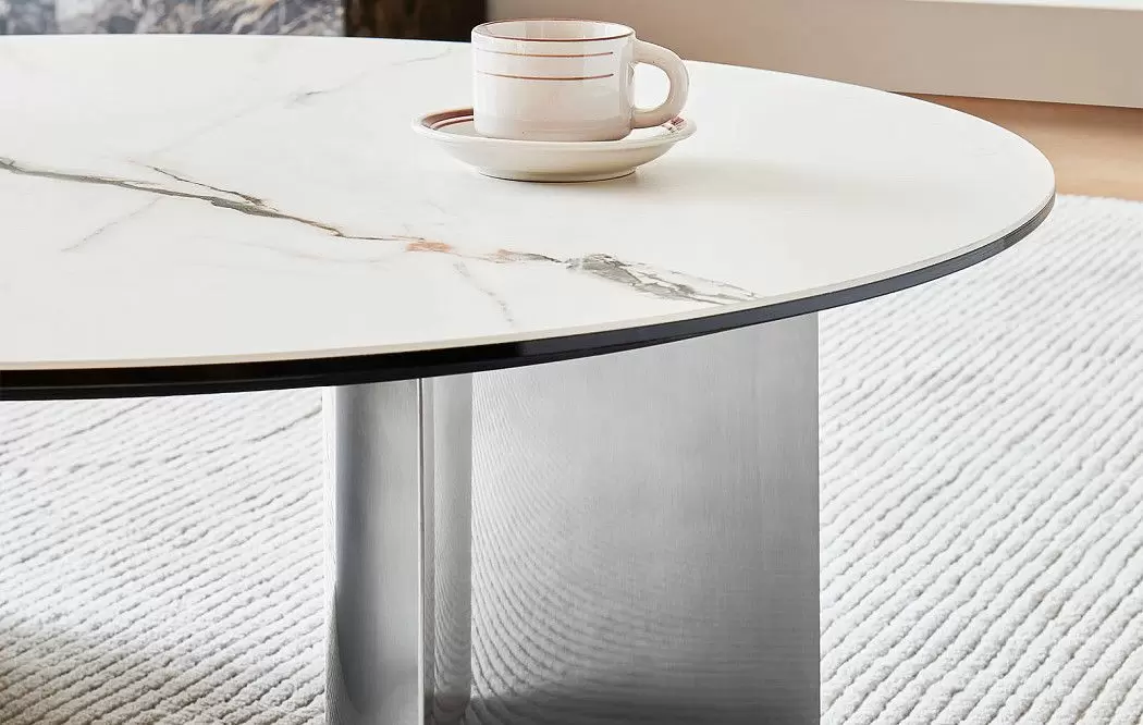 Стол журнальный Storm (100), белый камень/сталь - фото 4