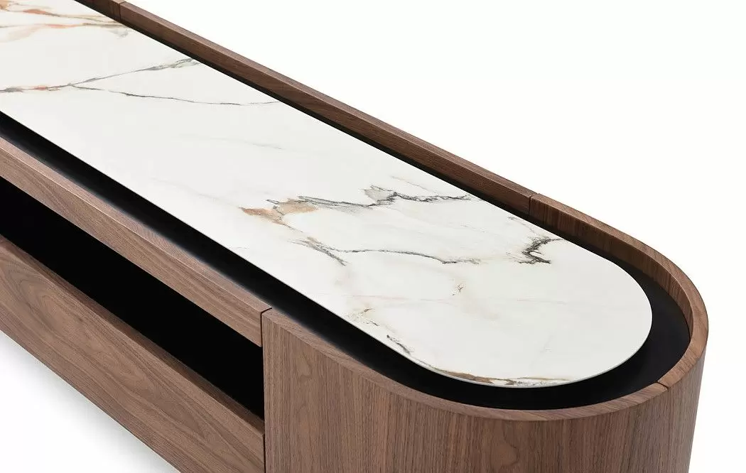 ТВ Тумба Angelica, белая керамика/орех - фото 5