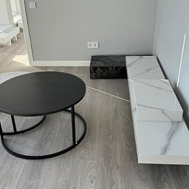 ТВ Тумба Gabrielle (Композиция №3), белый камень/черный камень