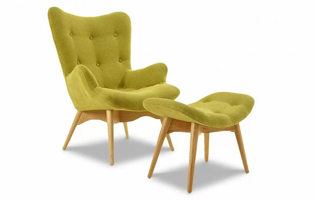 Кресло с оттоманкой Contour, желто-зеленый