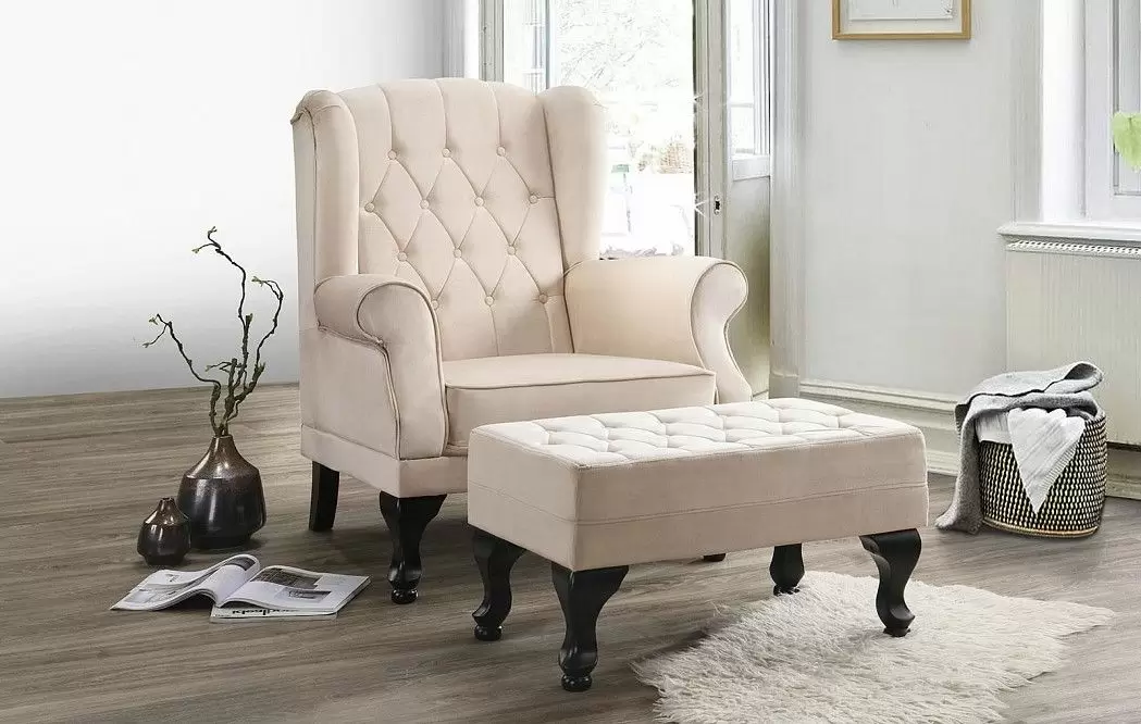 Кресло с банкеткой Lord, светло-бежевый