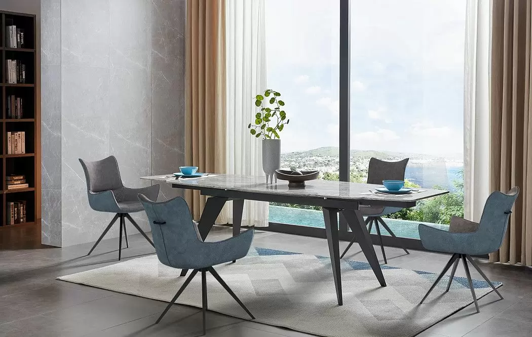 Стол раскладной Ramses 180-250, серый мрамор/черный - фото 5