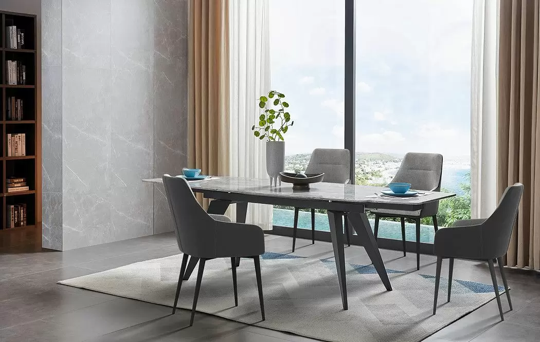 Стол раскладной Ramses 180-250, серый мрамор/черный - фото 3