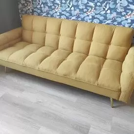 Диван-кровать Madrid, желтый/золотые ножки