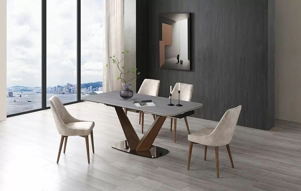 Стол раскладной Veronica 160-240, серая керамика/орех - фото 4