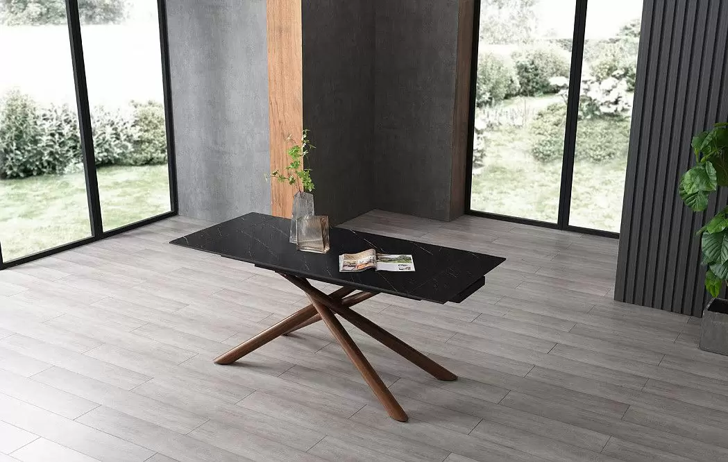 Стол раскладной Ravenna 160-220, черная керамика/орех - фото 5