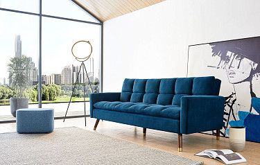 Диван-кровать Felicity, темно-синий/орех