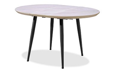 Стол раскладной Leticia 100-130, мраморный рисунок/черный