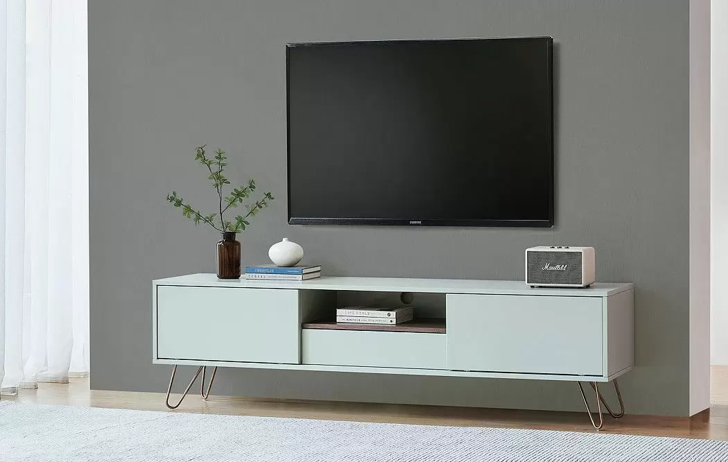 ТВ Тумба Tilda, светло-серый/орех - фото 3