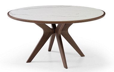 Стол Tango 150, белая керамика/орех