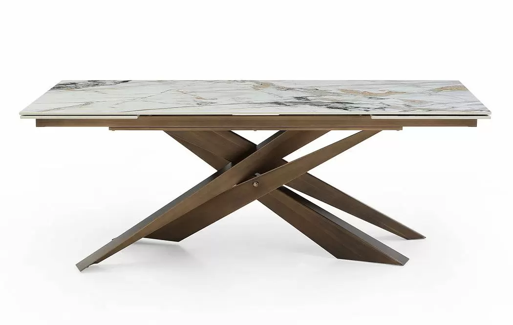 Стол раскладной Esmeralda 200-300, светлая керамика/бронза - фото 5