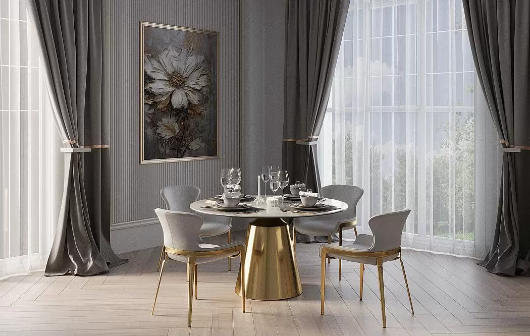 Стол Teresa 135, белая керамика/золото - фото 9