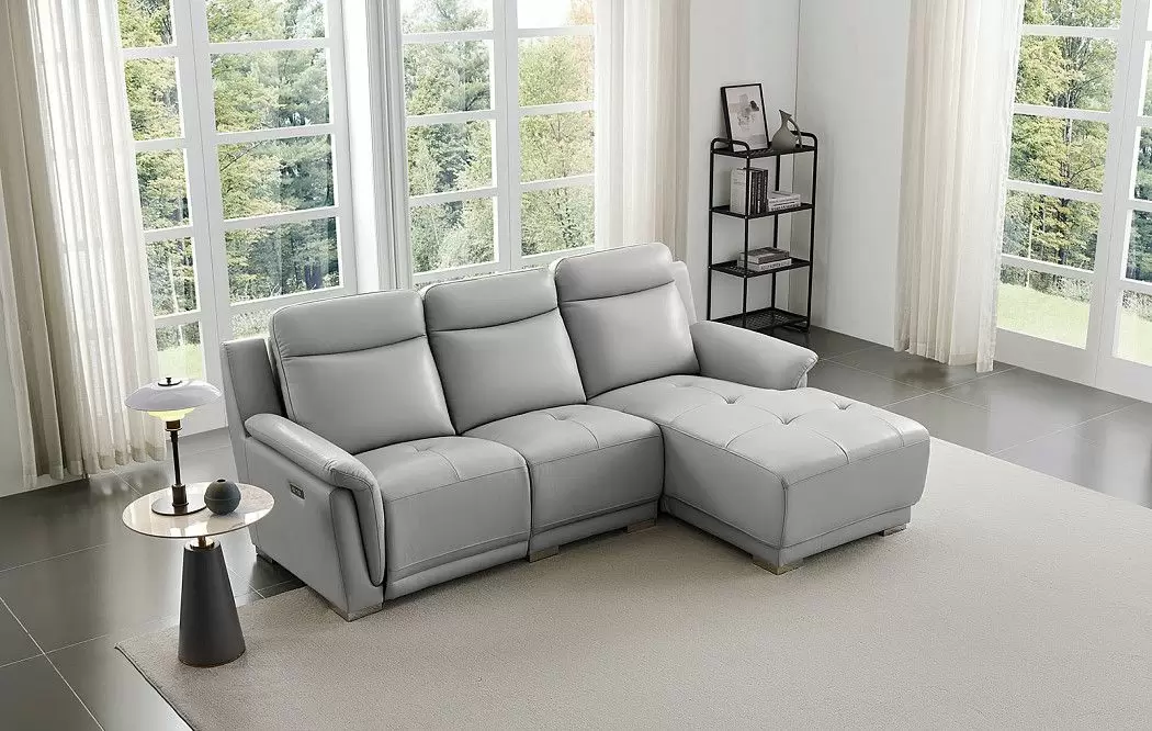 Диван-реклайнер Jonathan угловой (правый), светло-серый