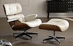 Комплект кресло и оттоманка Eames Lounge, кремовый/орех
