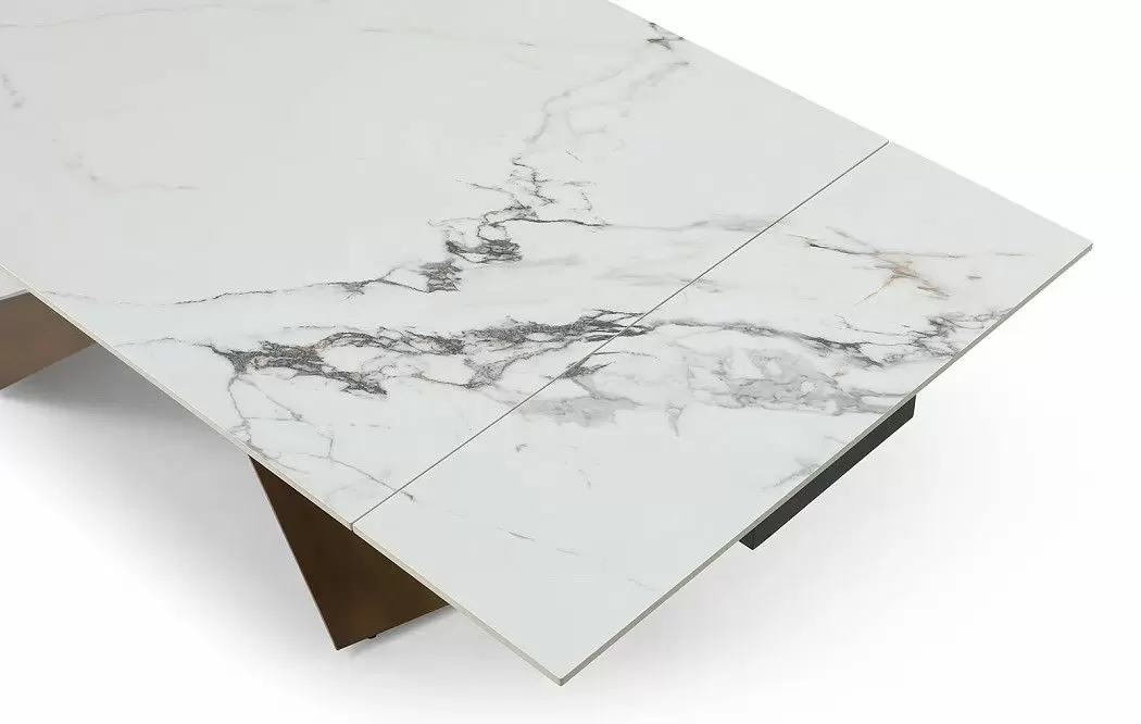 Стол раскладной Savoy Bronze 180-240, белая керамика/бронза - фото 10