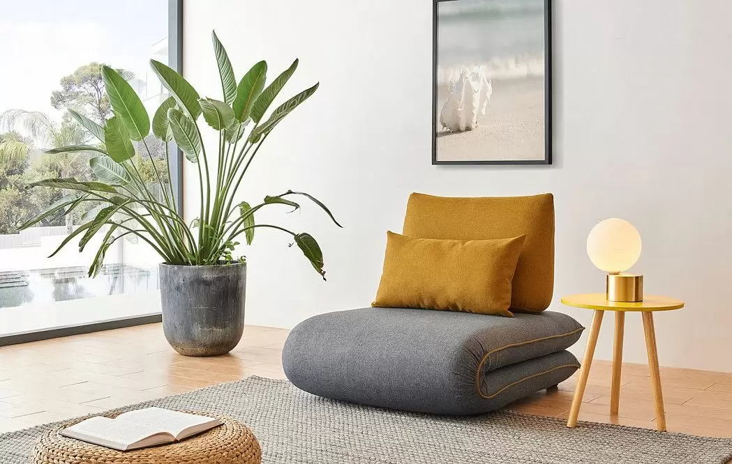 Кресло-кровать Justin-1, темно-серый/желтый