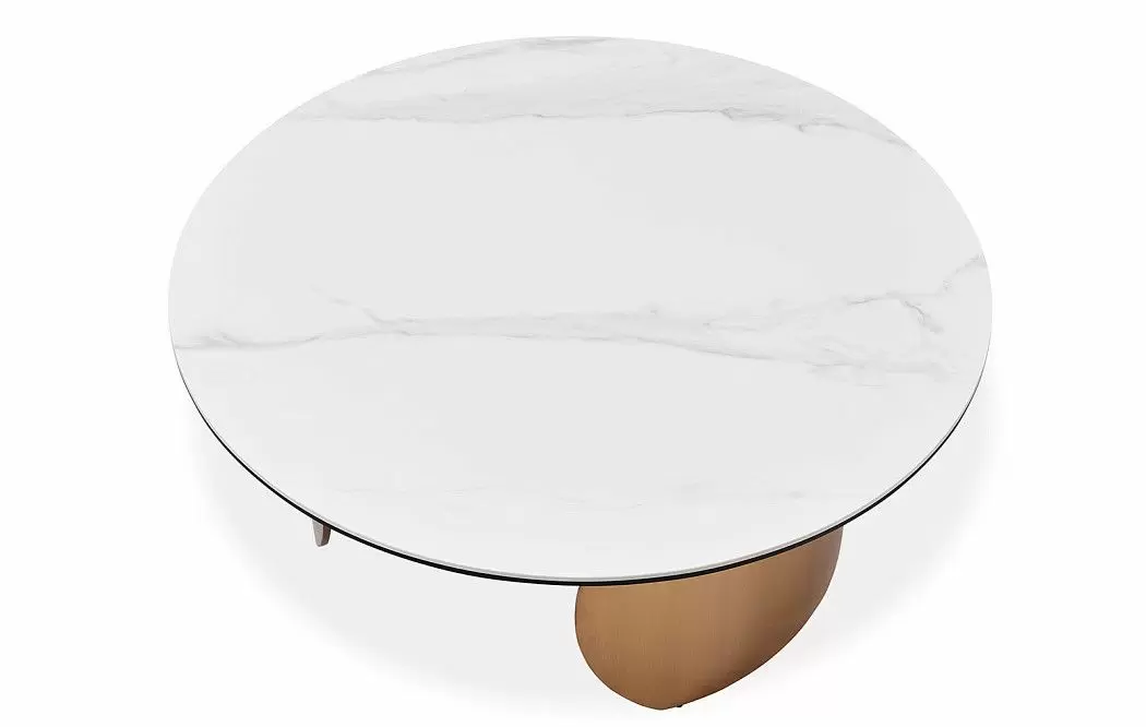 Стол журнальный Renato (90), белый камень/золото - фото 4