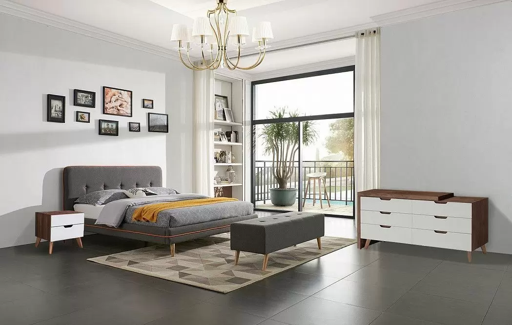 Комплект для спальни Madeira, серо-коричневый/орех/белый