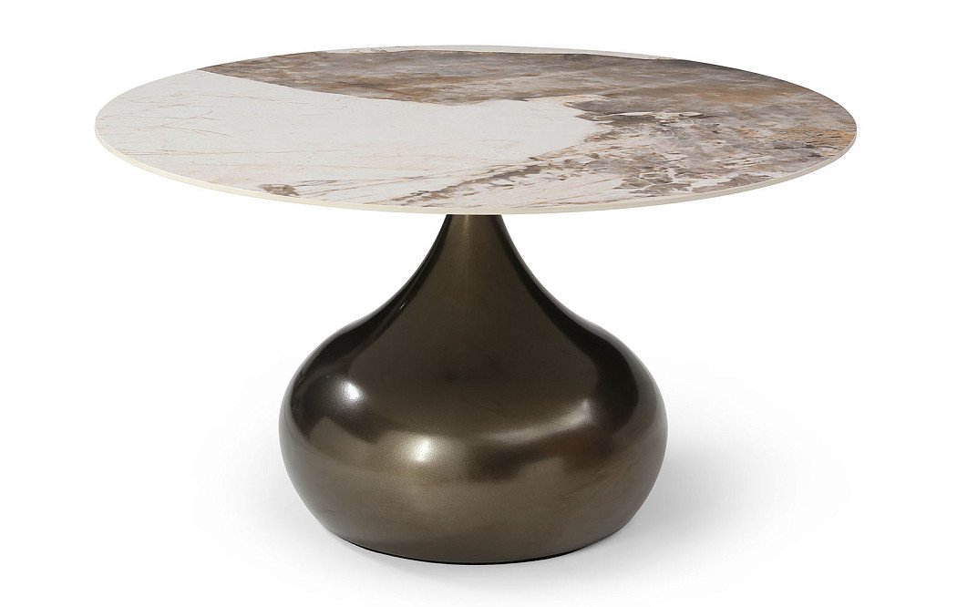 Стол журнальный Aria (80), светлая керамика/бронза