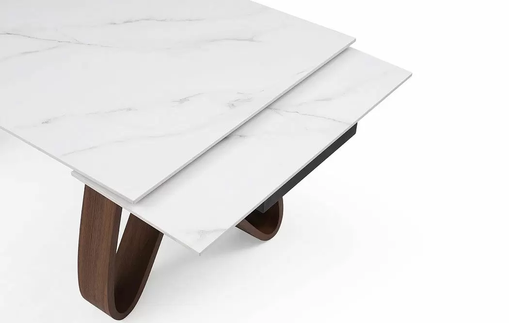 Стол раскладной Lido 200-300, белая керамика/орех - фото 7