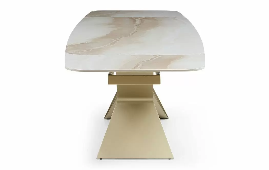 Стол раскладной Richard 160-240, бежевая керамика/шампань - фото 15