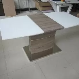 Стол раскладной Arioso Glass (120), белый/дуб