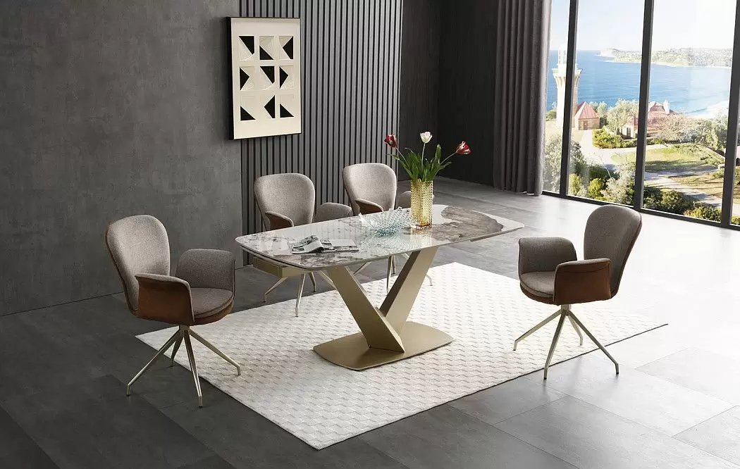 Стол раскладной Victoria 180-280, светлая керамика/шампань - фото 9