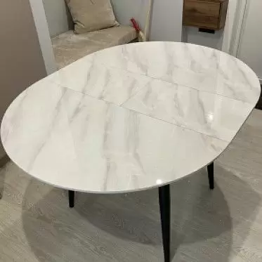 Стол раскладной Leticia 100-130, мраморный рисунок/черный