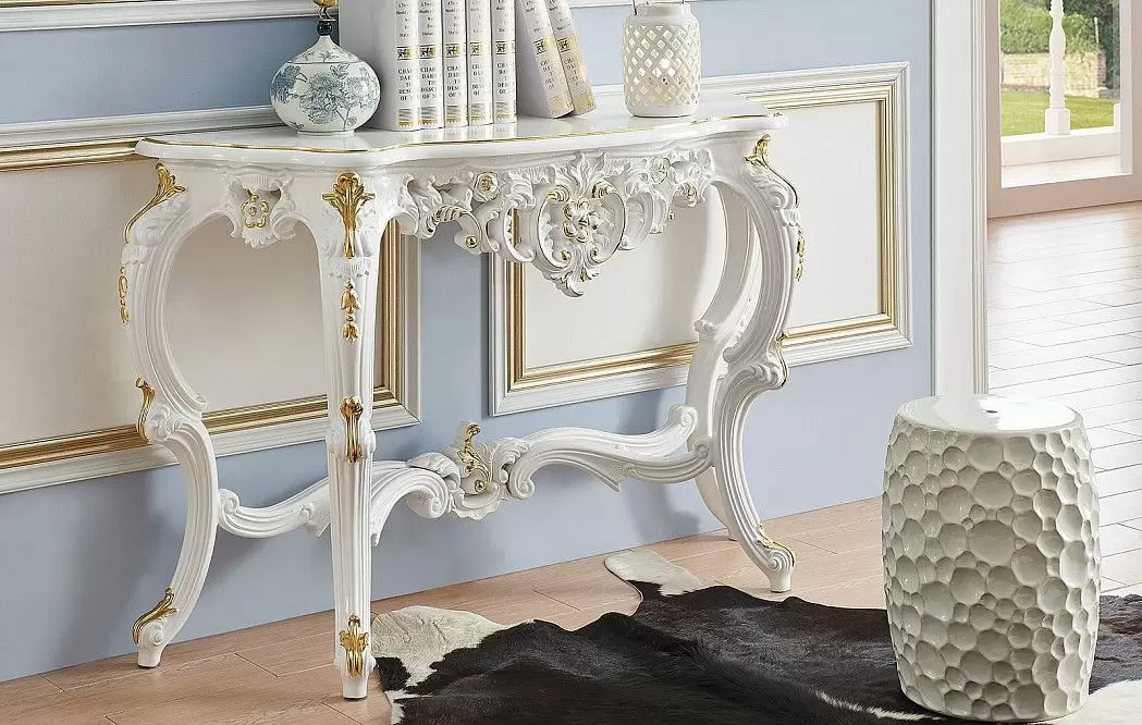 Консоль Sabrina, белый/золото - фото 2