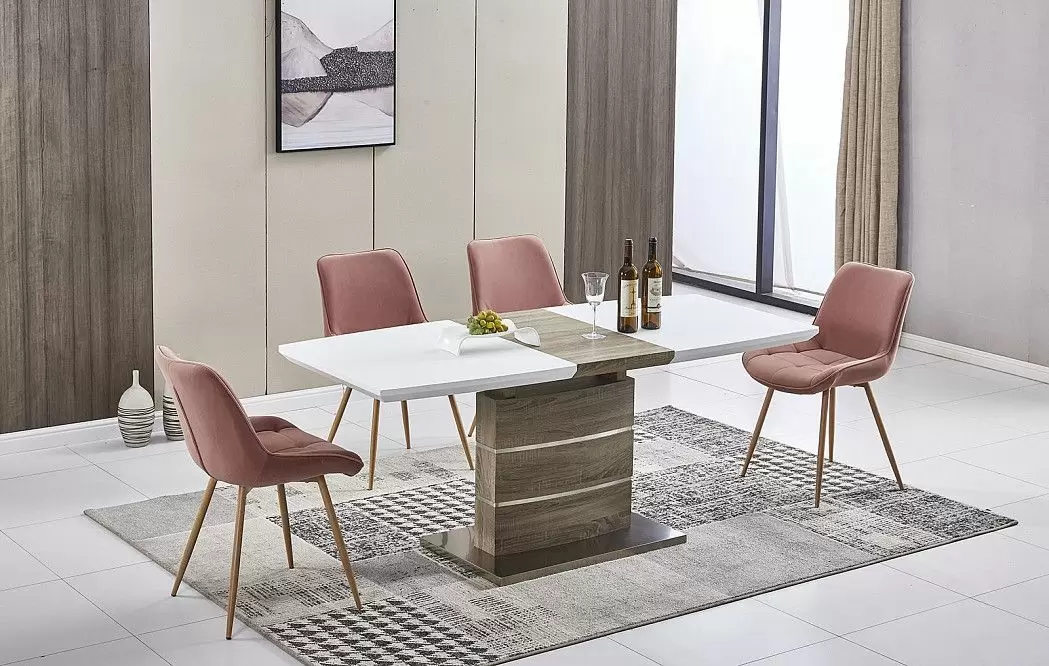 Стол Arioso Glass + 4 коралловых стула Amalia