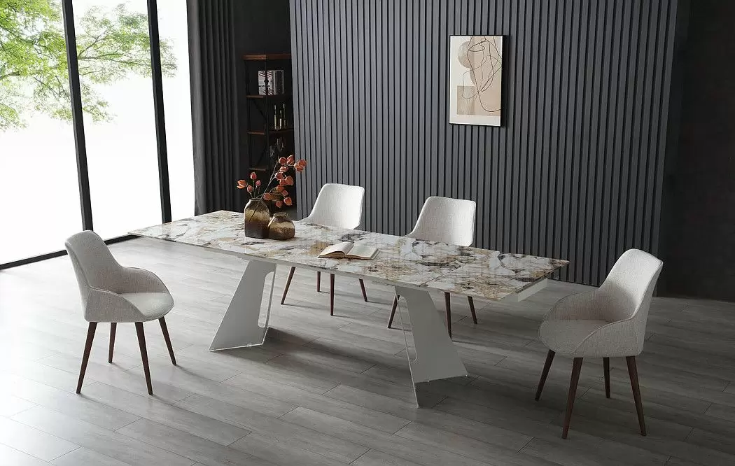 Стол раскладной Monte Carlo 180-270, светлая керамика/белый - фото 2