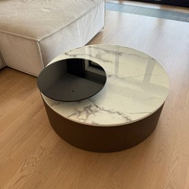 Стол журнальный Paloma (90), мрамор/коричневый