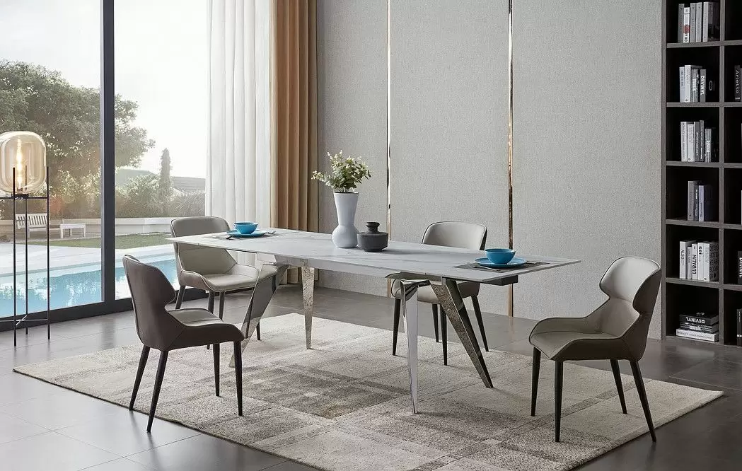 Стол раскладной Ramses 160-230, белый мрамор/хром - фото 12